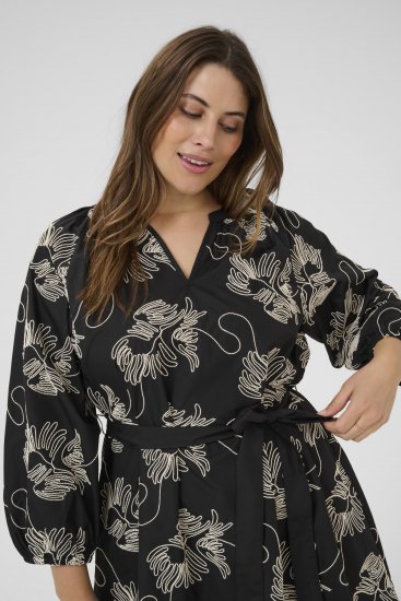 Kaffe Curve Kimmie Dress Black Chalk Embroidery - Midikleider - 