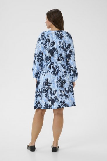 Kaffe Curve Aliana Dress Blue Flower Animal - Midikleider - 