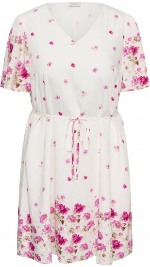 Kaffe Curve Rosa Mini Dress White Rose Border Flower - Minikleider - 