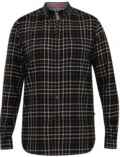 D555 Destin Checked Long Sleeve Shirt Black/Tan Check - Langärmlige hemden - 