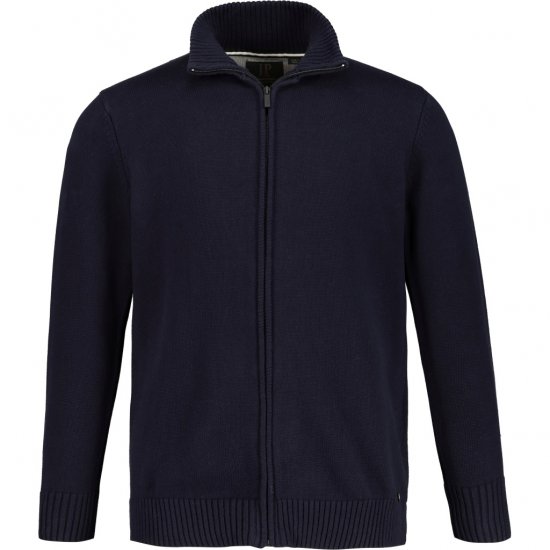 JP1880 Cardigan Knitted with Zipper Navy TALL - HERRENBEKLEIDUNG MT-6XLT - Langgrößen für Herren