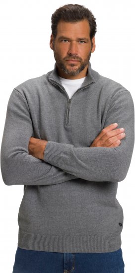 JP1880 Sweater Quarter Zipper Grey - Herren-sweater und -hoodies - Herren-Sweater und -Hoodies in großen Größen
