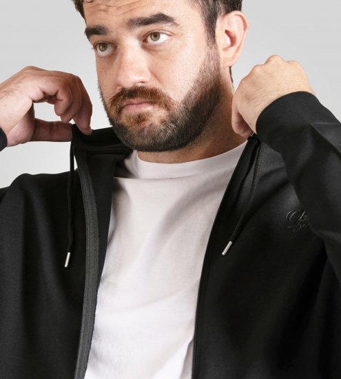 Duke Kenilworth Pin Tuck Sleeves Zip Through Hoodie Dark Navy - Herren-sweater und -hoodies - Herren-Sweater und -Hoodies in großen Größen