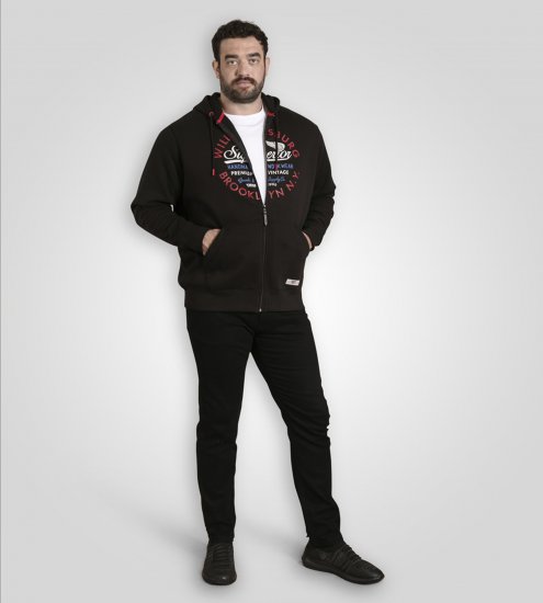 Duke Southampton Brooklyn Chest Print Full Zip Hoodie Black - Herren-sweater und -hoodies - Herren-Sweater und -Hoodies in großen Größen