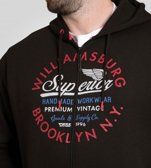 Duke Southampton Brooklyn Chest Print Full Zip Hoodie Black - Herren-sweater und -hoodies - Herren-Sweater und -Hoodies in großen Größen