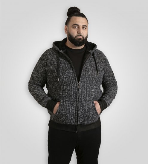 Duke Fareham Bonded Sherpa Lining Knitted Hoodie Grey - Herren-sweater und -hoodies - Herren-Sweater und -Hoodies in großen Größen
