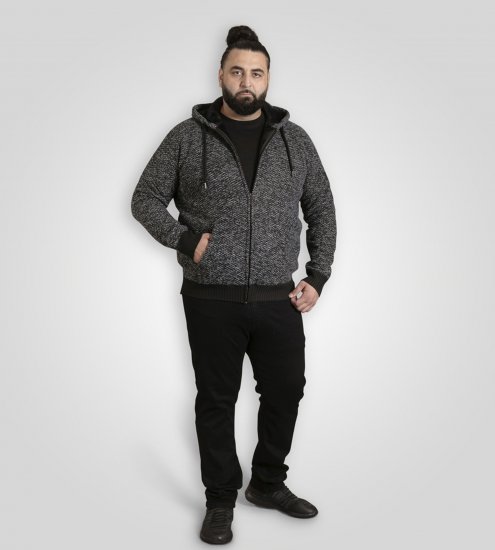 Duke Fareham Bonded Sherpa Lining Knitted Hoodie Grey - Herren-sweater und -hoodies - Herren-Sweater und -Hoodies in großen Größen