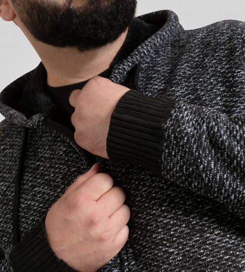 Duke Fareham Bonded Sherpa Lining Knitted Hoodie Grey - Herren-sweater und -hoodies - Herren-Sweater und -Hoodies in großen Größen