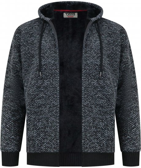 Duke Fareham Bonded Sherpa Lining Knitted Hoodie Grey - Herren-sweater und -hoodies - Herren-Sweater und -Hoodies in großen Größen