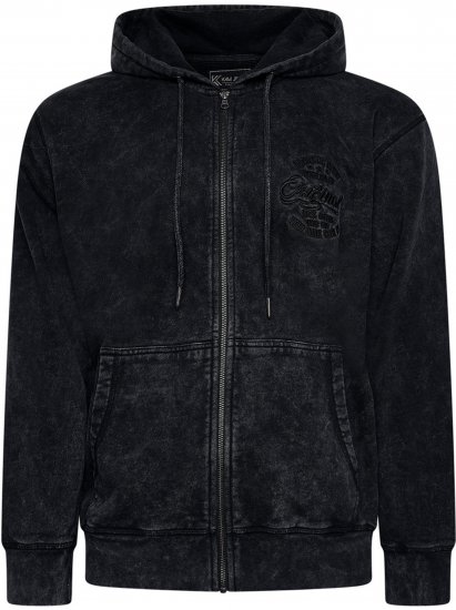 Kam Jeans 7082 Garment DYE with Zipper Hoodie Black - Herren-sweater und -hoodies - Herren-Sweater und -Hoodies in großen Größen
