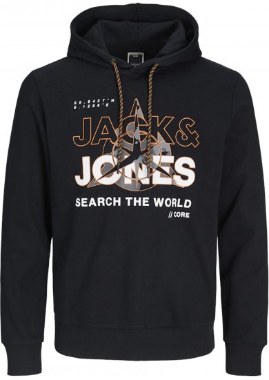 Jack & Jones Hunt Hoodie Black - Herren-sweater und -hoodies - Herren-Sweater und -Hoodies in großen Größen