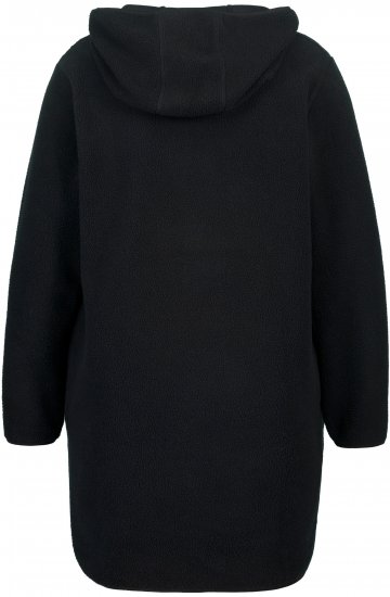 Ulla Popken Teddy Fleece Hooded Zip Neck Sweatshirt Black - Hoodies & Sweatshirts - 