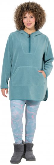 Ulla Popken Teddy Fleece Hooded Zip Neck Sweatshirt Ice Green - Hoodies & Sweatshirts - 