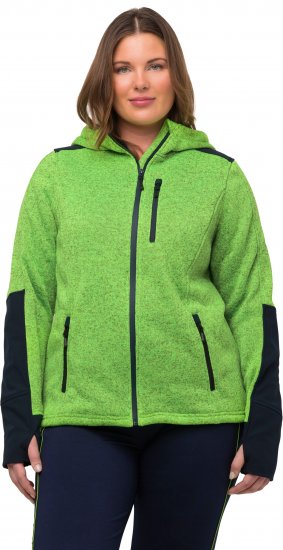 Ulla Popken Contrast Inserts Sweater Knit Hoodie Light Green - Hoodies & Sweatshirts - 
