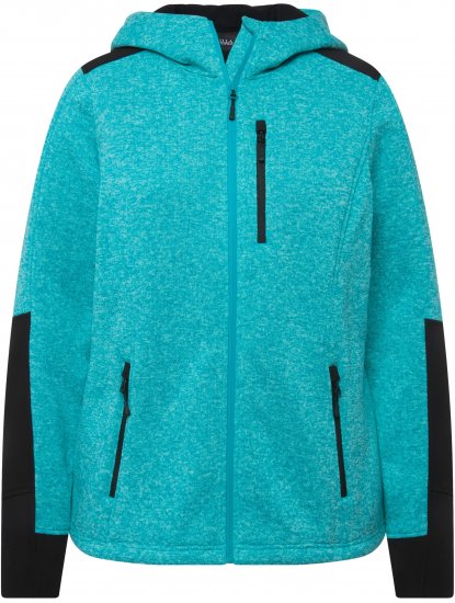Ulla Popken Contrast Inserts Sweater Knit Hoodie Aquamarine - Hoodies & Sweatshirts - 