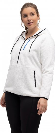 Ulla Popken Teddy Fleece Partial Zip Hoodie Snow White - Hoodies & Sweatshirts - 