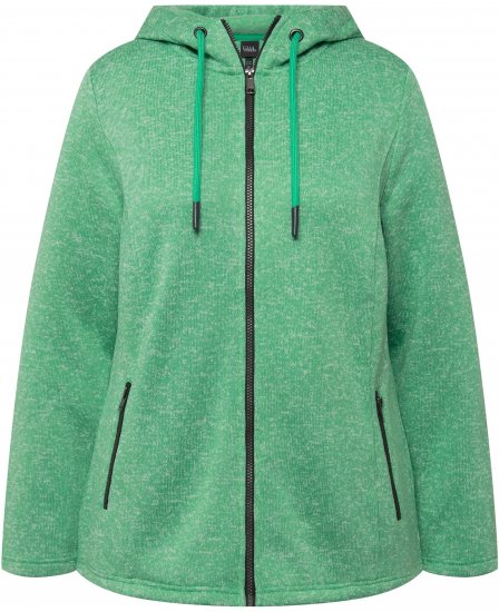 Ulla Popken Melange Knit Fleece Lined Hoodie Spring Green - Hoodies & Sweatshirts - 