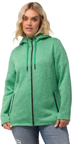 Ulla Popken Melange Knit Fleece Lined Hoodie Spring Green - Hoodies & Sweatshirts - 