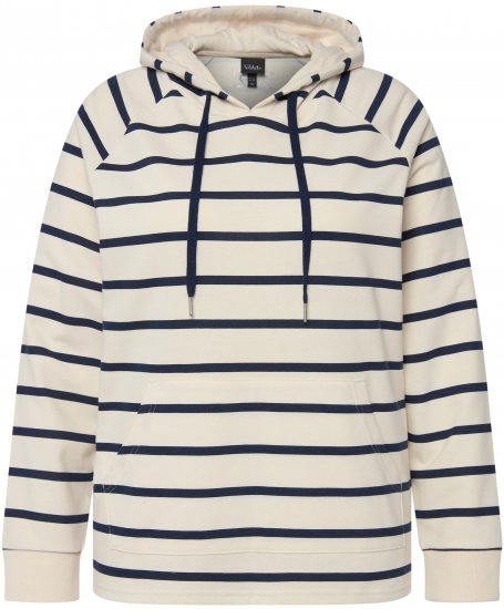 Ulla Popken Stripe Print Loungewear Hoodie Chalk - Hoodies & Sweatshirts - 