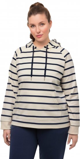 Ulla Popken Stripe Print Loungewear Hoodie Chalk - Hoodies & Sweatshirts - 