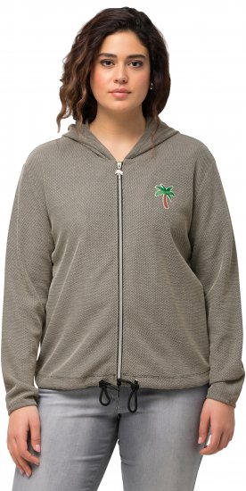 Ulla Popken Drawstring Hem Zip-Up Hoodie Grey - Hoodies & Sweatshirts - 