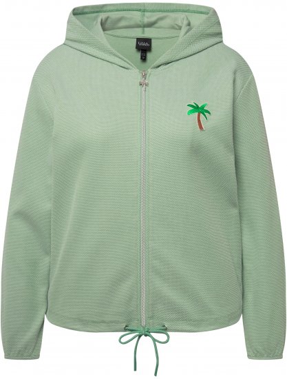 Ulla Popken Drawstring Hem Zip-Up Hoodie Light Green - Hoodies & Sweatshirts - 