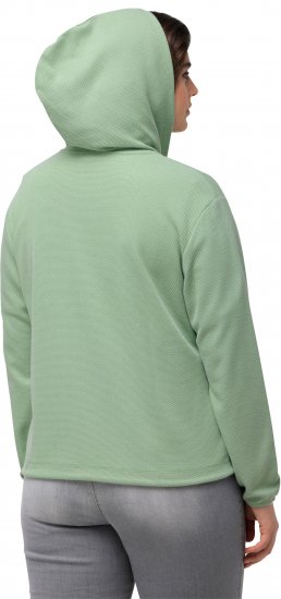 Ulla Popken Drawstring Hem Zip-Up Hoodie Light Green - Hoodies & Sweatshirts - 