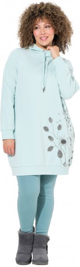 Ulla Popken Oversized Grass Graphic Hoodie Glacier Green - Hoodies & Sweatshirts - 