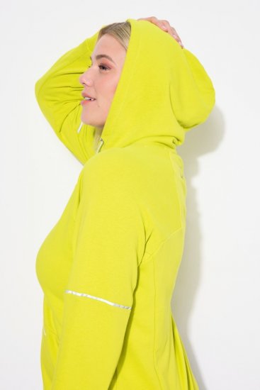 Ulla Popken Zippered Pocket and Reflective Piping Hoodie Green Apple - Hoodies & Sweatshirts - Kuschelige Sweatshirts, Hoodies & Strick