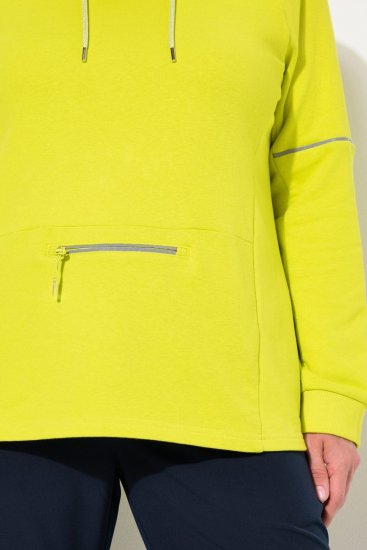 Ulla Popken Zippered Pocket and Reflective Piping Hoodie Green Apple - Hoodies & Sweatshirts - Kuschelige Sweatshirts, Hoodies & Strick