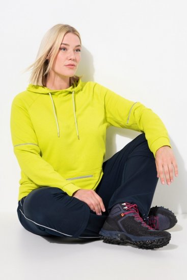 Ulla Popken Zippered Pocket and Reflective Piping Hoodie Green Apple - Hoodies & Sweatshirts - Kuschelige Sweatshirts, Hoodies & Strick