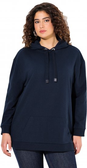 Ulla Popken Back Print Kangaroo Pocket Hoodie Navy - Hoodies & Sweatshirts - 