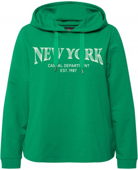 Ulla Popken City Name Graphic Hoodie Emerald Green - Hoodies & Sweatshirts - 
