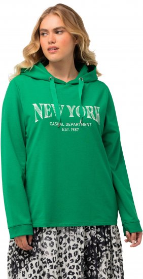 Ulla Popken City Name Graphic Hoodie Emerald Green - Hoodies & Sweatshirts - 
