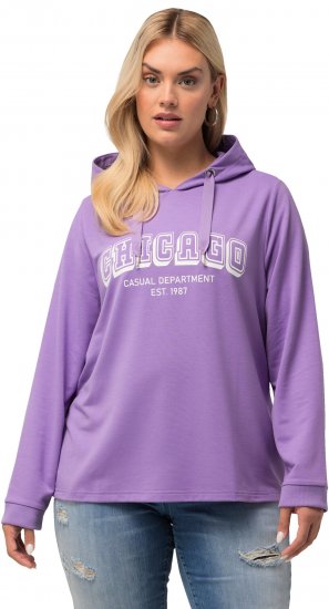 Ulla Popken City Name Graphic Hoodie Light Purple - Hoodies & Sweatshirts - 
