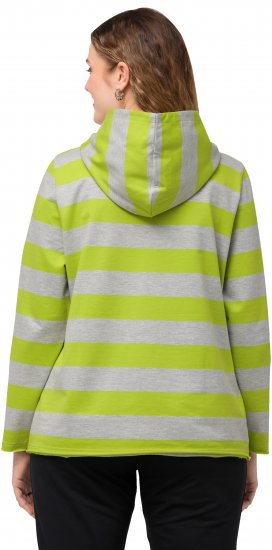 Ulla Popken Mixed Stripe Long Sleeve Hoodie Apple Green - Hoodies & Sweatshirts - 