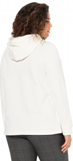Ulla Popken Face Graphic Long Sleeve Hoodie Off-White - Hoodies & Sweatshirts - 