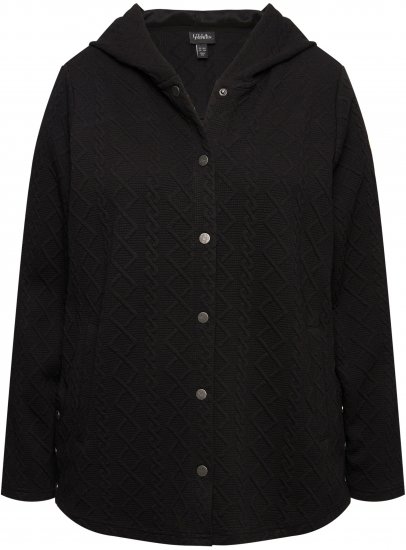 Ulla Popken Cable Knit Long Sleeve Hoodie Black - Hoodies & Sweatshirts - 