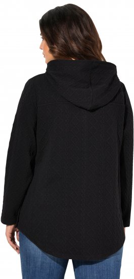 Ulla Popken Cable Knit Long Sleeve Hoodie Black - Hoodies & Sweatshirts - 