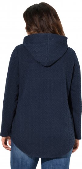 Ulla Popken Cable Knit Long Sleeve Hoodie Navy - Hoodies & Sweatshirts - 