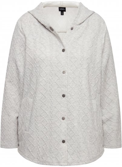 Ulla Popken Cable Knit Long Sleeve Hoodie Light Grey Melange - Hoodies & Sweatshirts - 