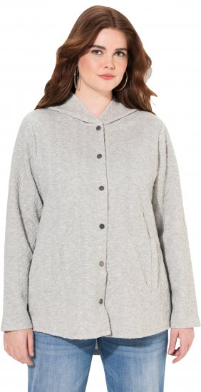 Ulla Popken Cable Knit Long Sleeve Hoodie Light Grey Melange - Hoodies & Sweatshirts - 