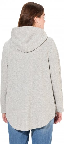 Ulla Popken Cable Knit Long Sleeve Hoodie Light Grey Melange - Hoodies & Sweatshirts - 