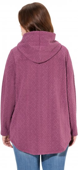 Ulla Popken Cable Knit Long Sleeve Hoodie Berry - Hoodies & Sweatshirts - 