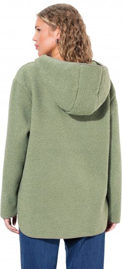 Ulla Popken Teddy Plush Long Sleeve Hoodie Sage Green - Hoodies & Sweatshirts - 