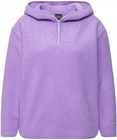 Ulla Popken Teddy Plush Long Sleeve Hoodie Pale Lilac - Hoodies & Sweatshirts - 