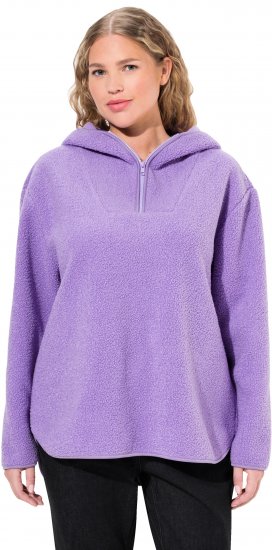 Ulla Popken Teddy Plush Long Sleeve Hoodie Pale Lilac - Hoodies & Sweatshirts - 