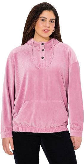 Ulla Popken Corduroy Hoodie Raspberry - Hoodies & Sweatshirts - 