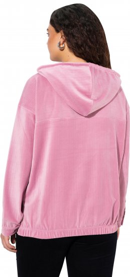 Ulla Popken Corduroy Hoodie Raspberry - Hoodies & Sweatshirts - 