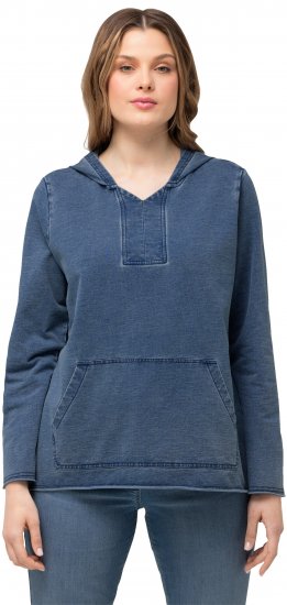 Ulla Popken Raw Hem Long Sleeve Hoodie Night Blue - Hoodies & Sweatshirts - 